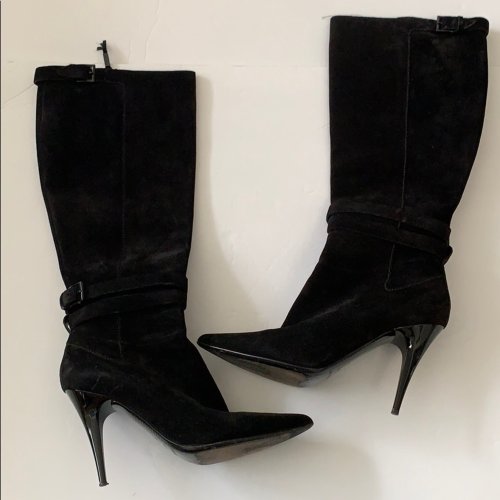 Burberry Black suede boots heels 37 7 Italy Zipper C Photos for best description - Picture 14 of 14